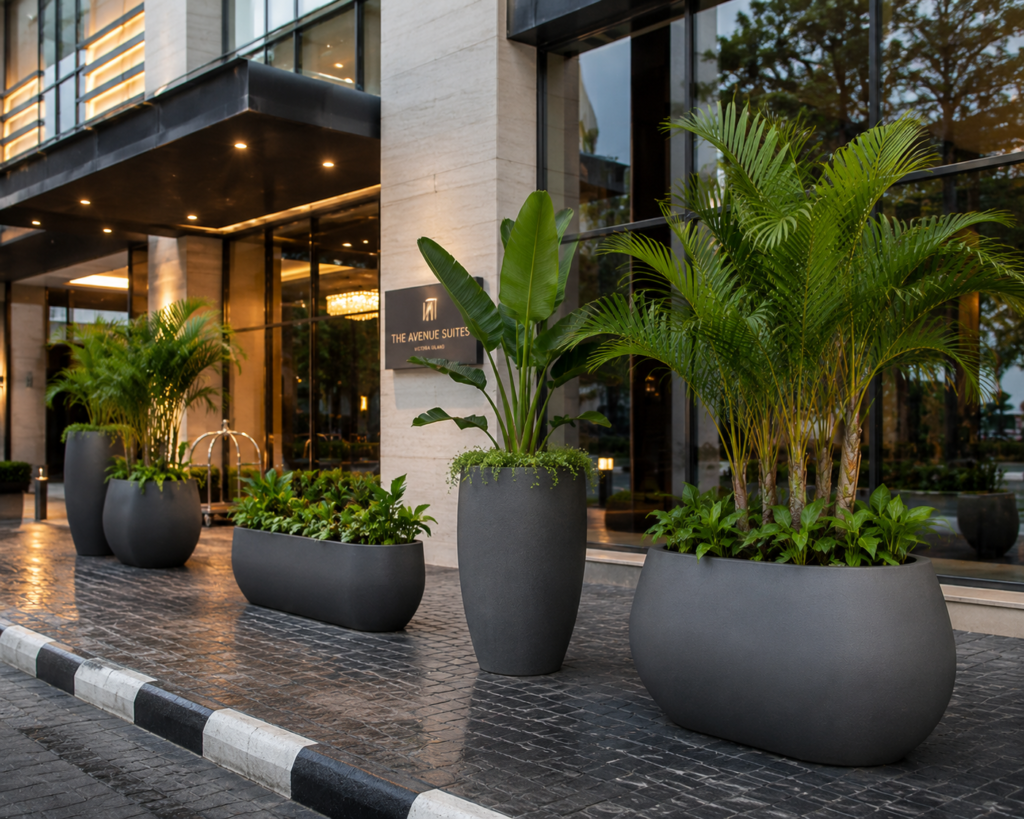fiberglass planters for commercial use